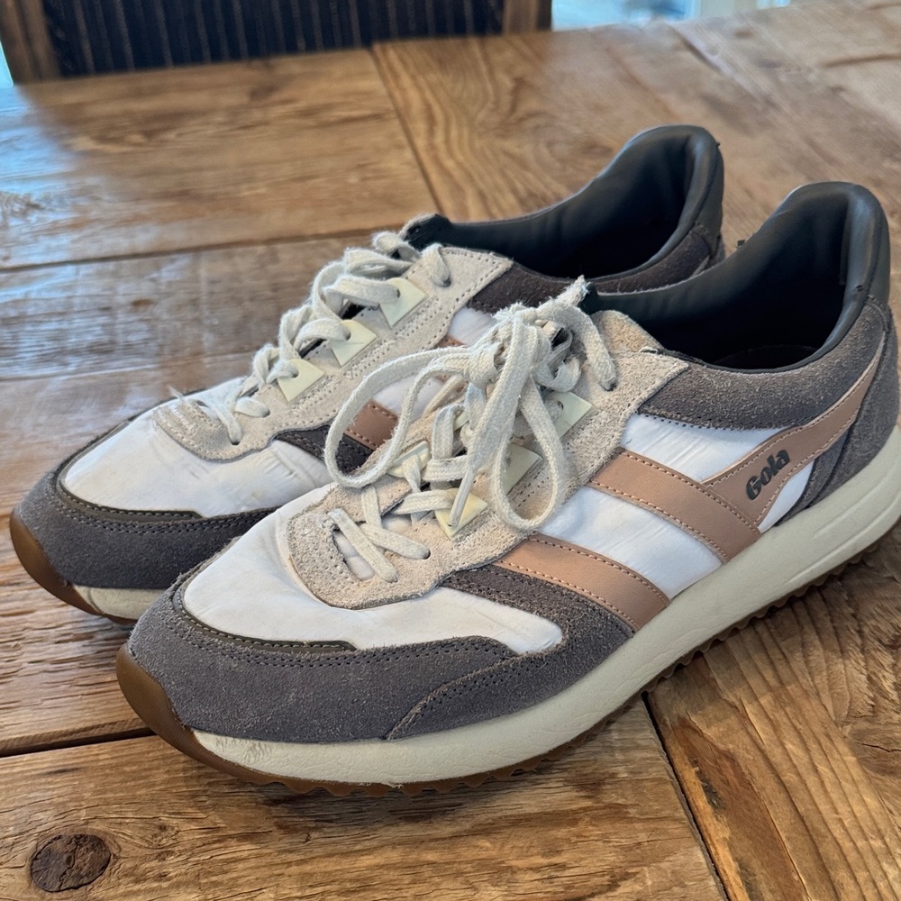 Gola White and Gray Sneakers with Rose Pink Accents